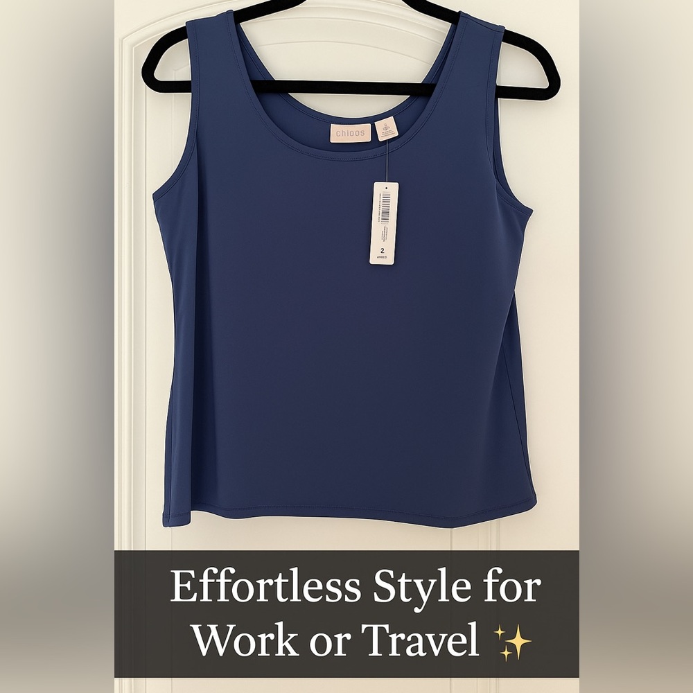 Chico’s Navy Tank Top Size 2 NWT Wardrobe Essential